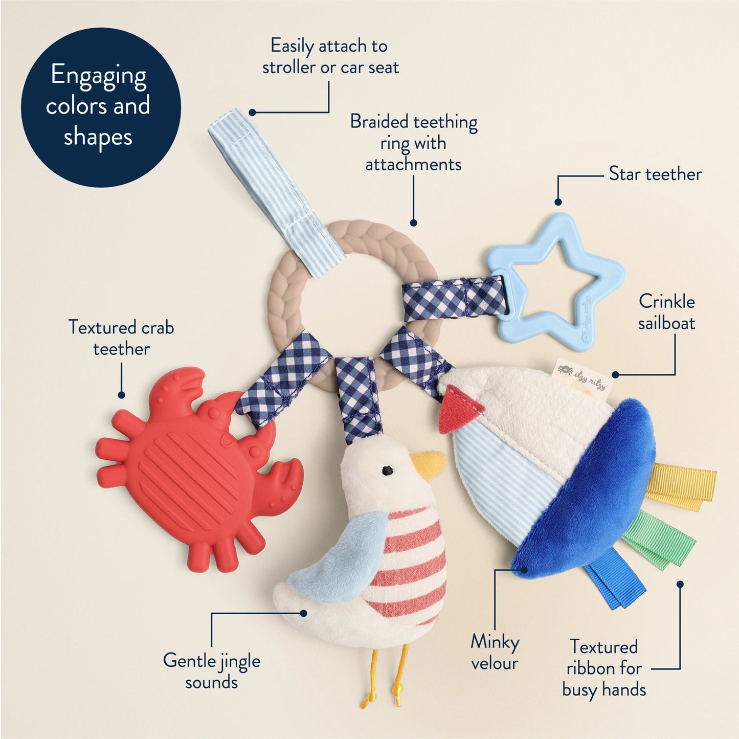 Itzy Ritzy Nautical Bitzy Busy Ring - Sea