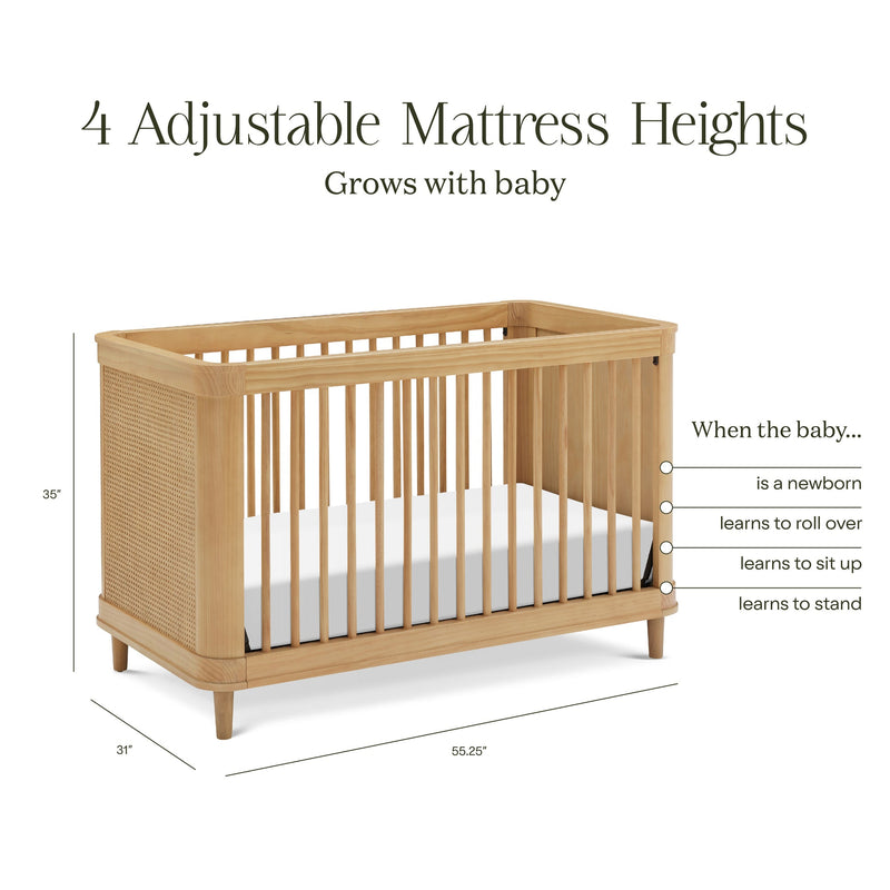 Namesake Marin with Cane 3-in-1 Convertible Crib - Honey and Honey Cane