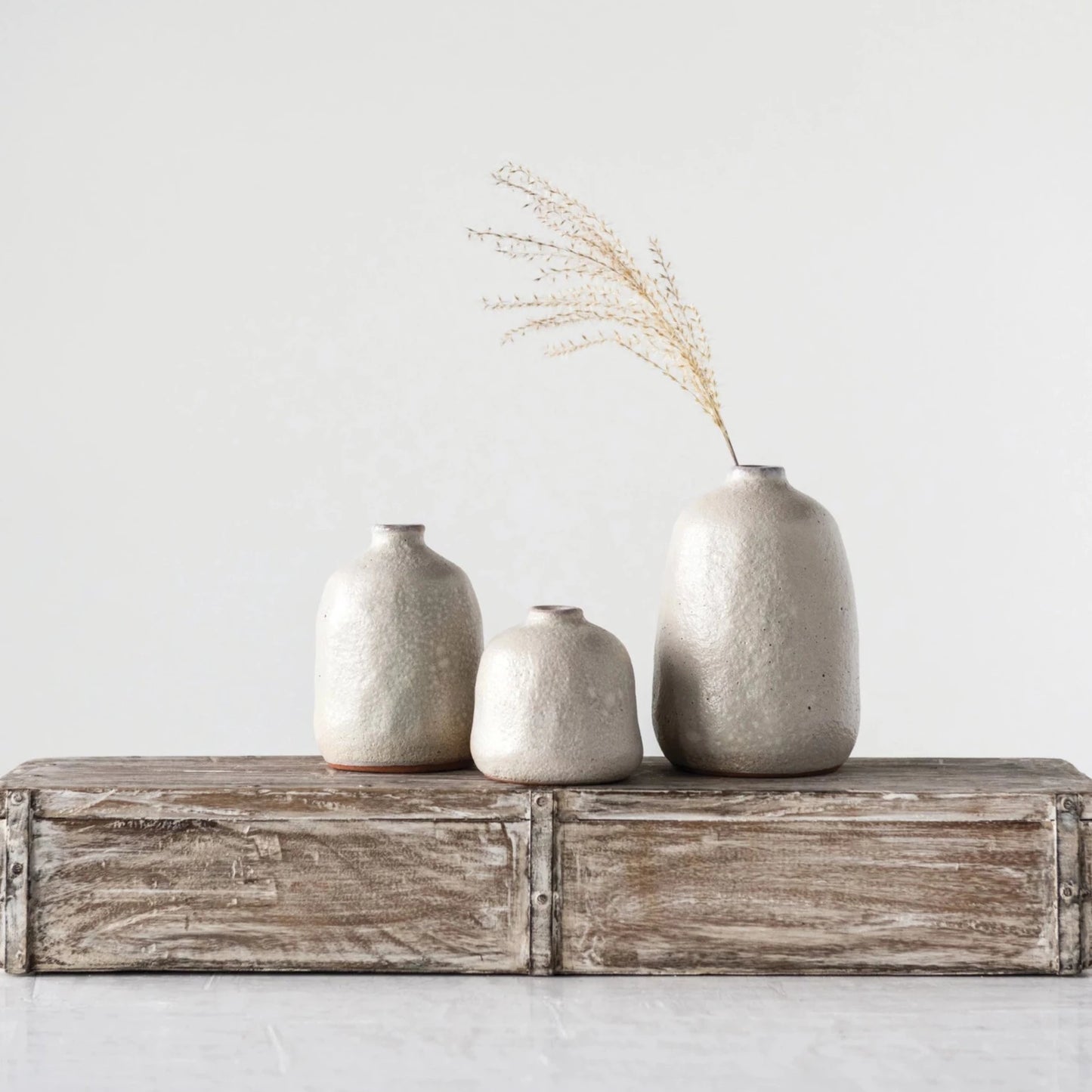Creative Co-op Terracotta Vases - Grey Sand Finish