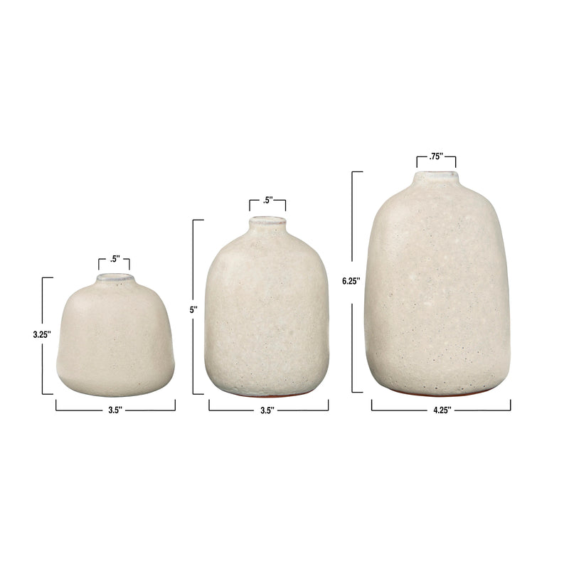 Creative Co-op Terracotta Vases - Grey Sand Finish