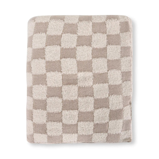 Viverano Organics Checkered - Terry Knit Sweater Knit Baby Blanket