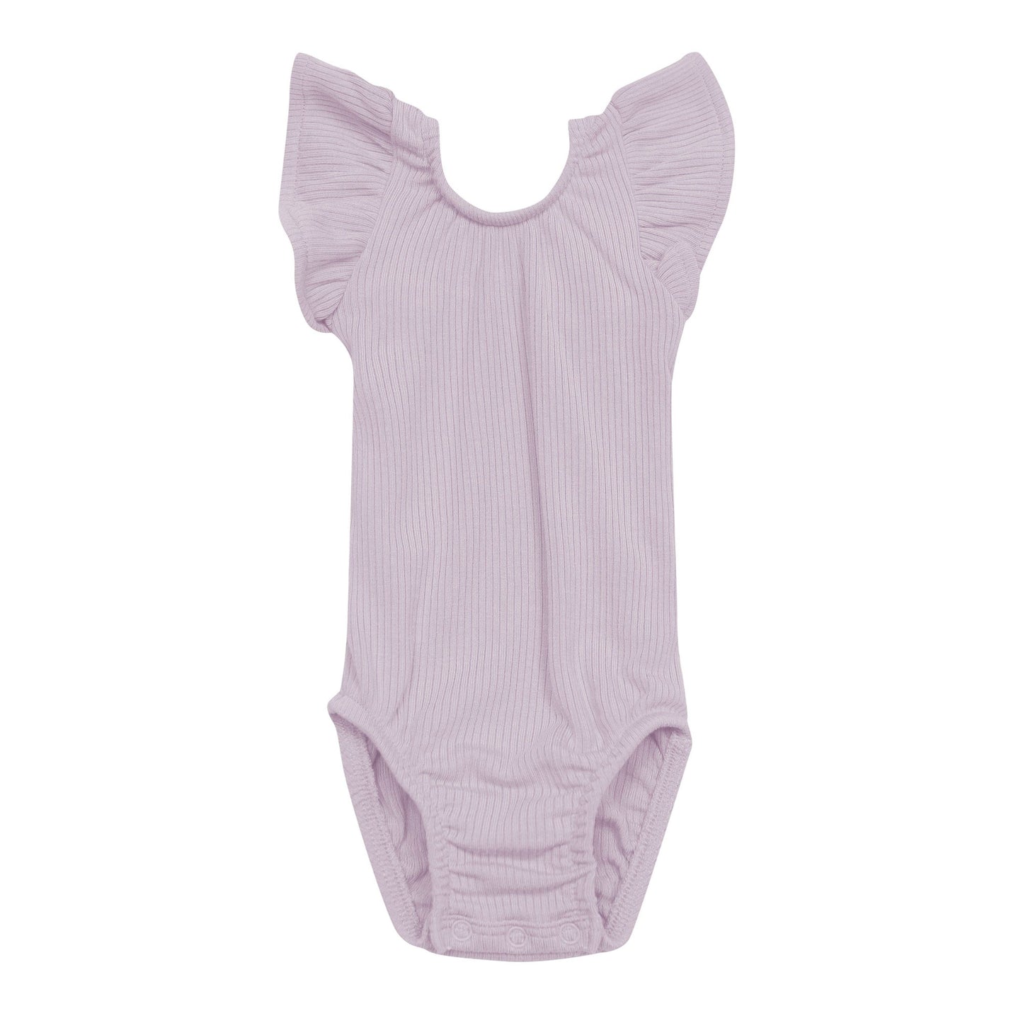 Kyte BABY Ribbed Sleeveless Ruffle Leotard - Wisteria