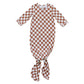 Mebie Baby Bamboo Knot Gown - Rust Checkered