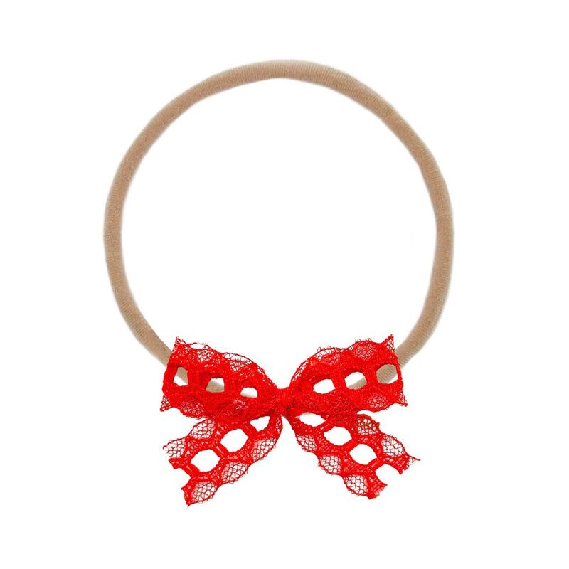 Lou Lou and Company Lace Bow Headband - Mini - Red