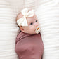 Baby girl wears Lou Lou and Company Satin Bow Headband - Large - Cream
