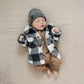 Mebie Baby Checkered Sherpa Shacket - Navy
