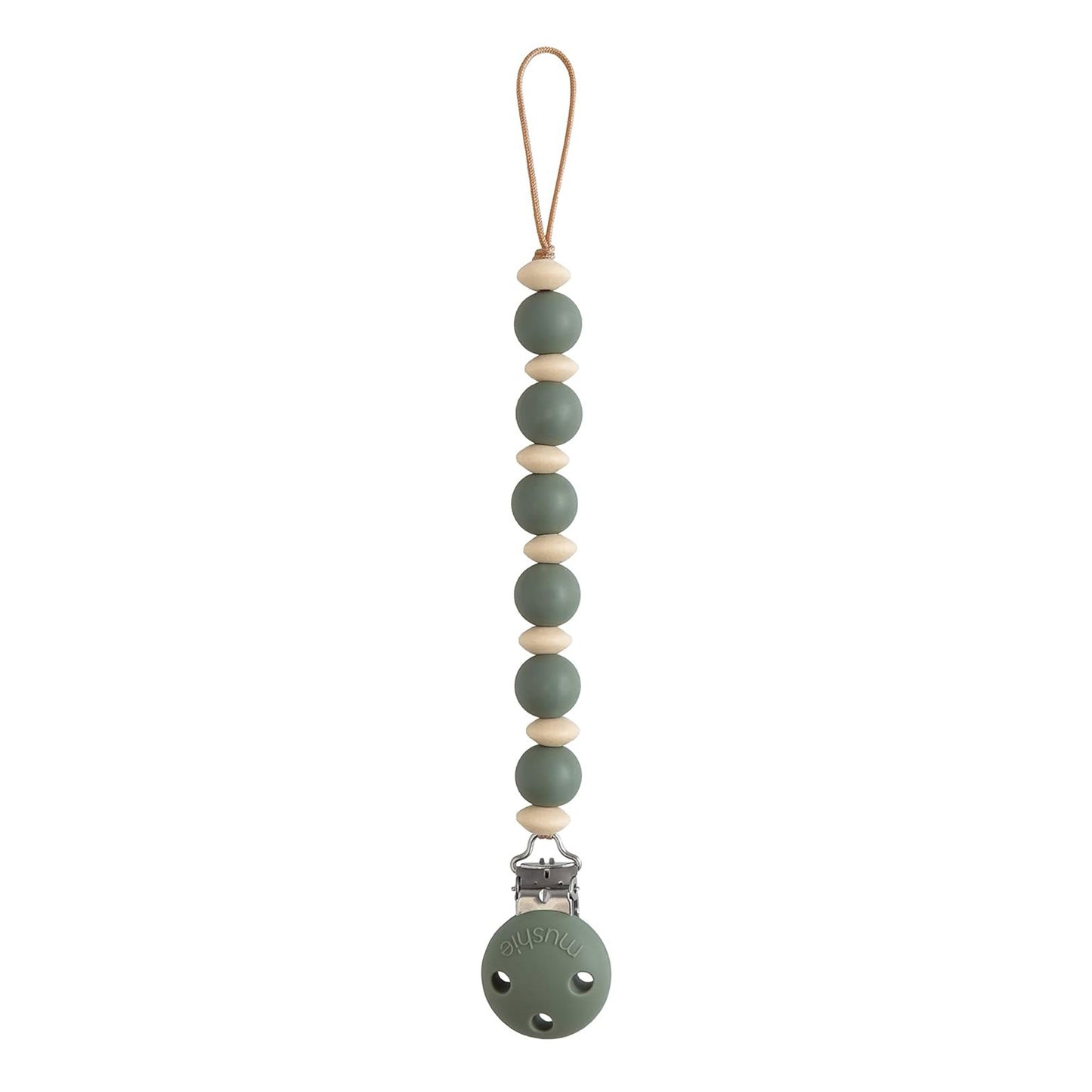 Mushie Silicone Pacifier Clip - Luna - Dried Thyme