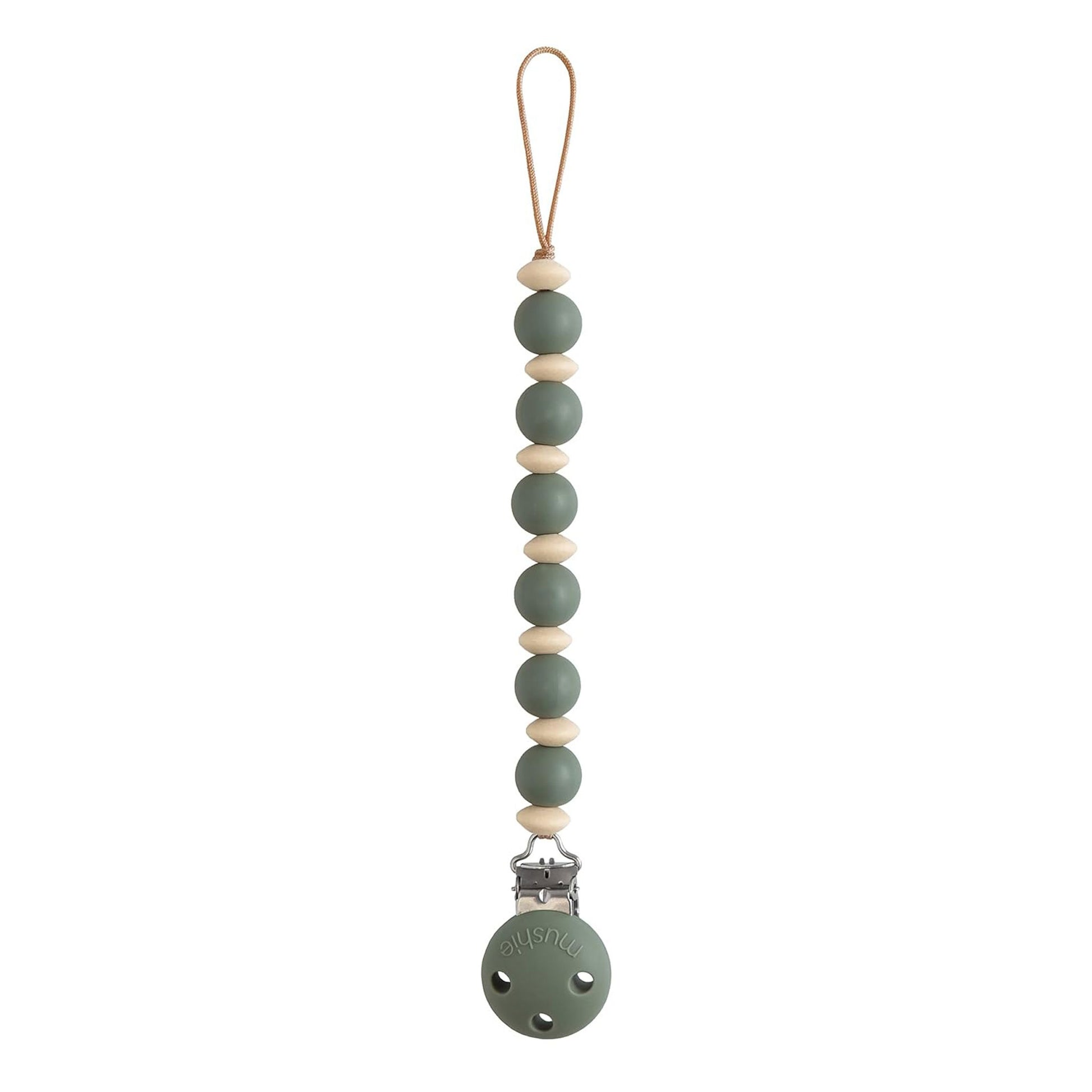 Mushie Silicone Pacifier Clip - Luna - Dried Thyme