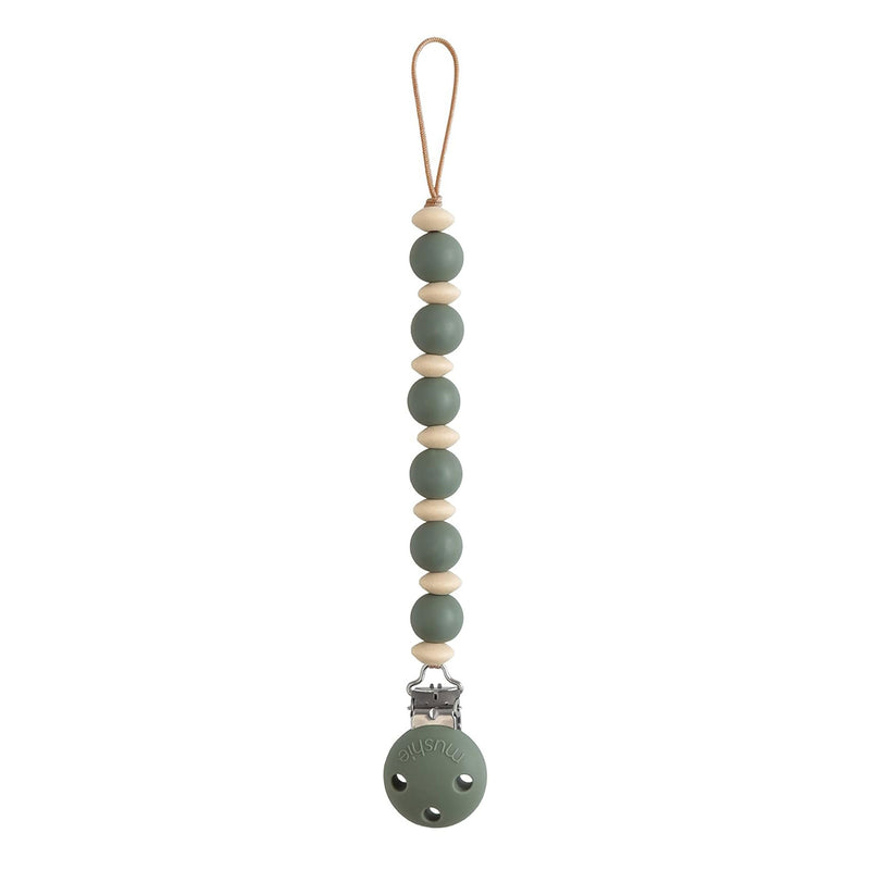 Mushie Silicone Pacifier Clip - Luna - Dried Thyme