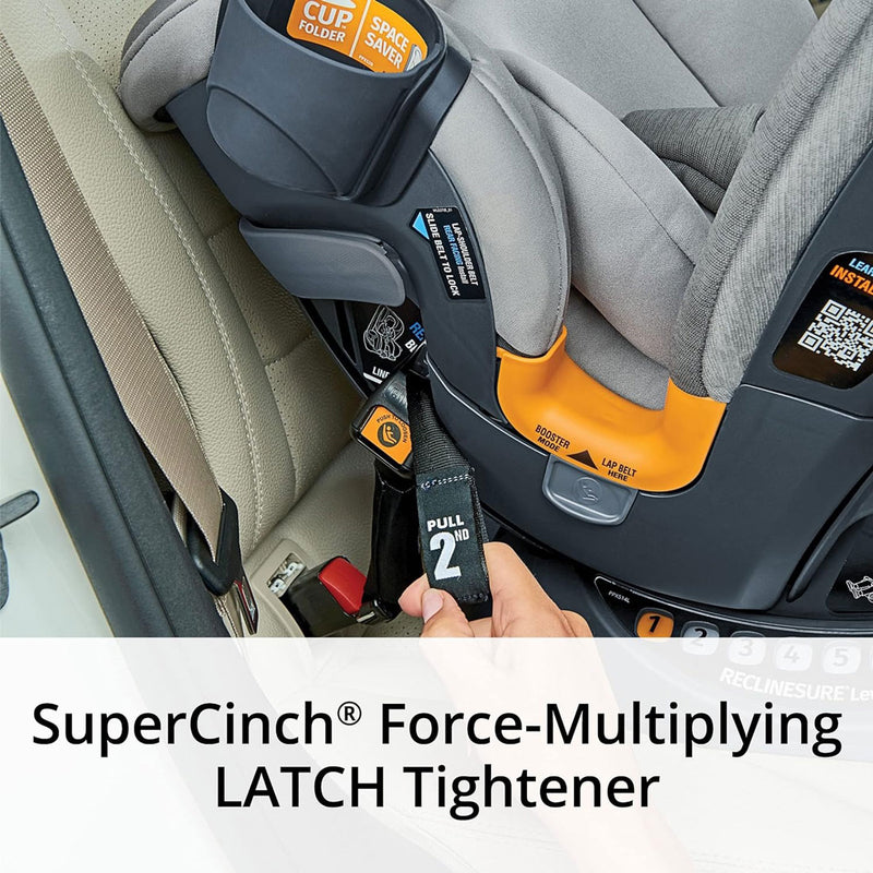 Mom installs Chicco OneFit ClearTex All-In-One Car Seat - Drift