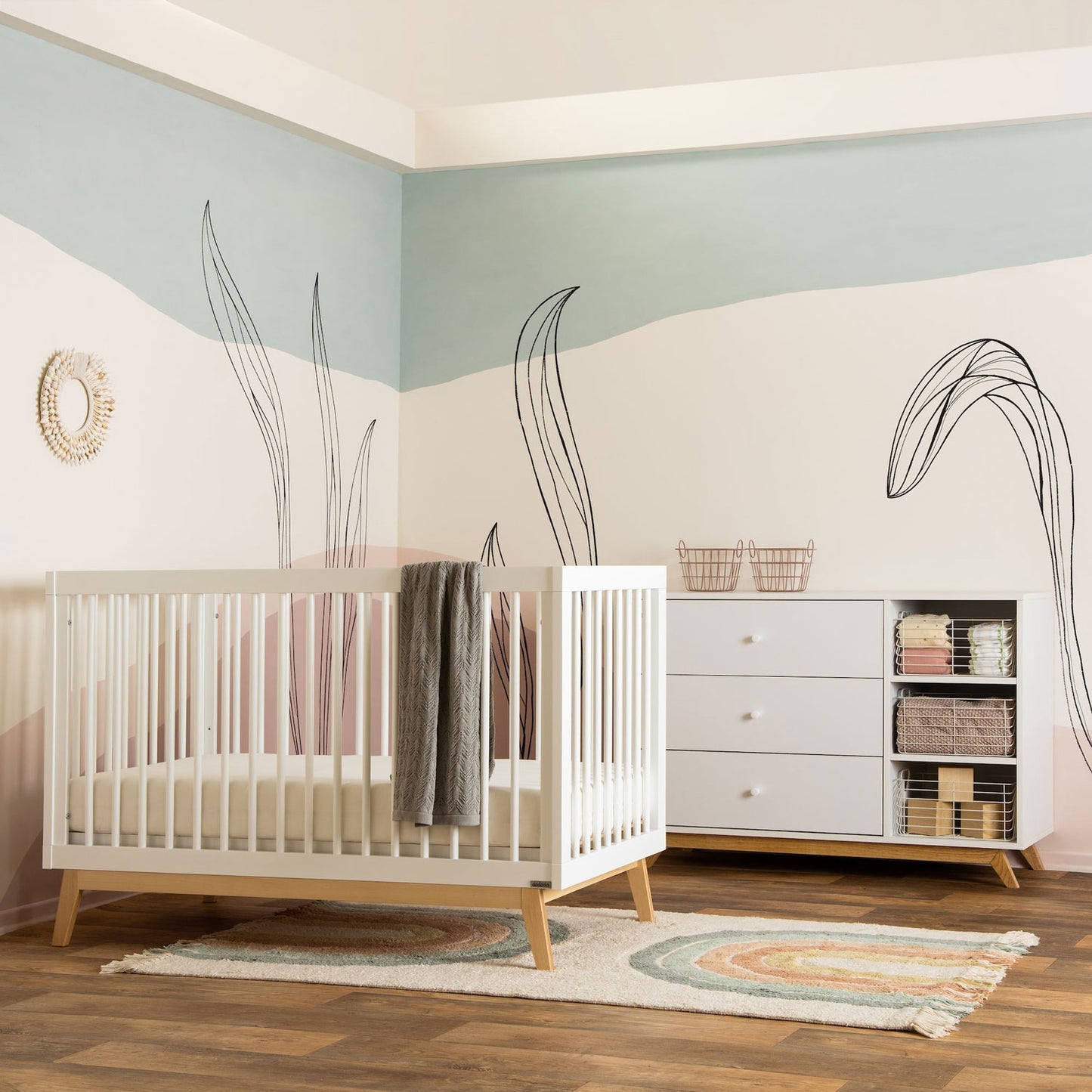 Dadada Central Park 3-Drawer Dresser - 2.0 - White / Natural in nursery