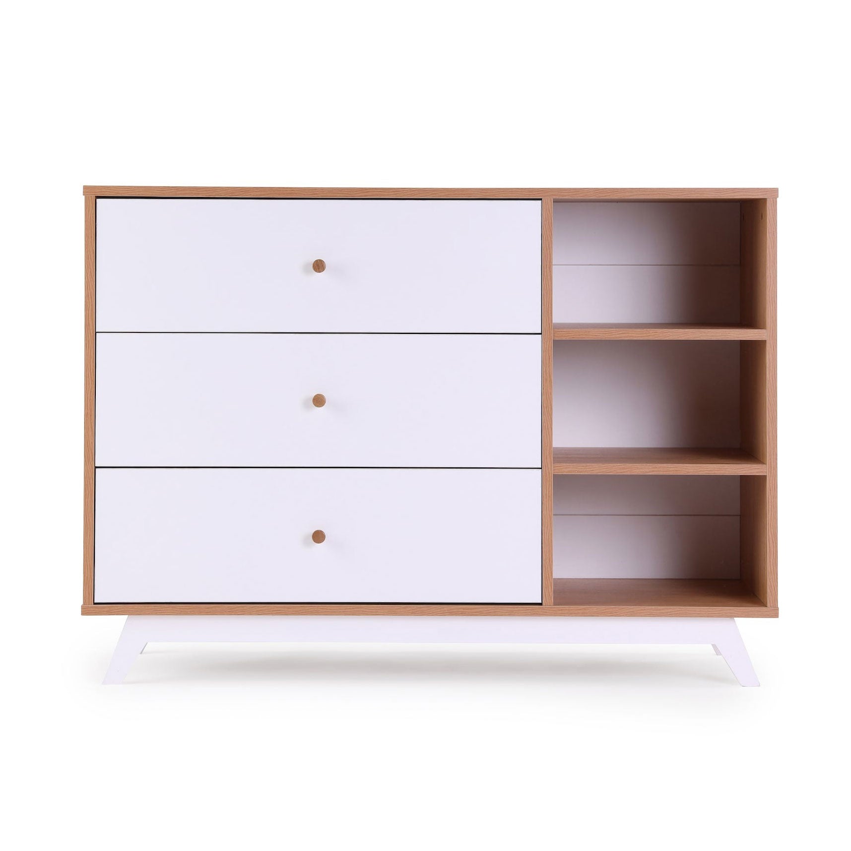 Dadada Central Park 3-Drawer Dresser - 2.0 - White / Red Oak