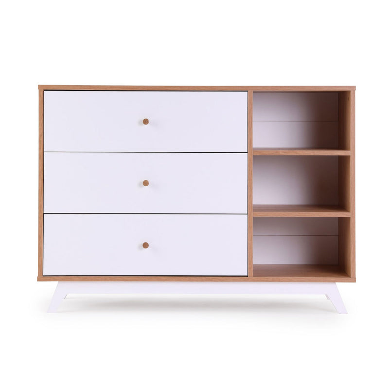 Dadada Central Park 3-Drawer Dresser - 2.0 - White / Red Oak
