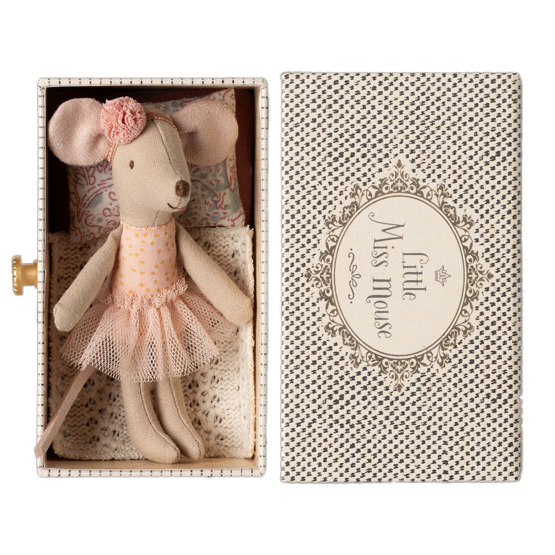 Maileg Little Sister Dance Mouse in Daybed - Light Pink