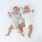 Kyte BABY Ribbed Long Sleeve Ruffle Leotard - Cloud