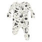 Angel Dear Bamboo 2 Way Zipper Footie - Black and White Halloween - Ivory