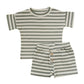 Mebie Baby Sage Stripe Button Short Set