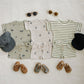 Mebie Baby Sage Stripe Button Short Set and Mebie Baby Palm Tree Button Short Set