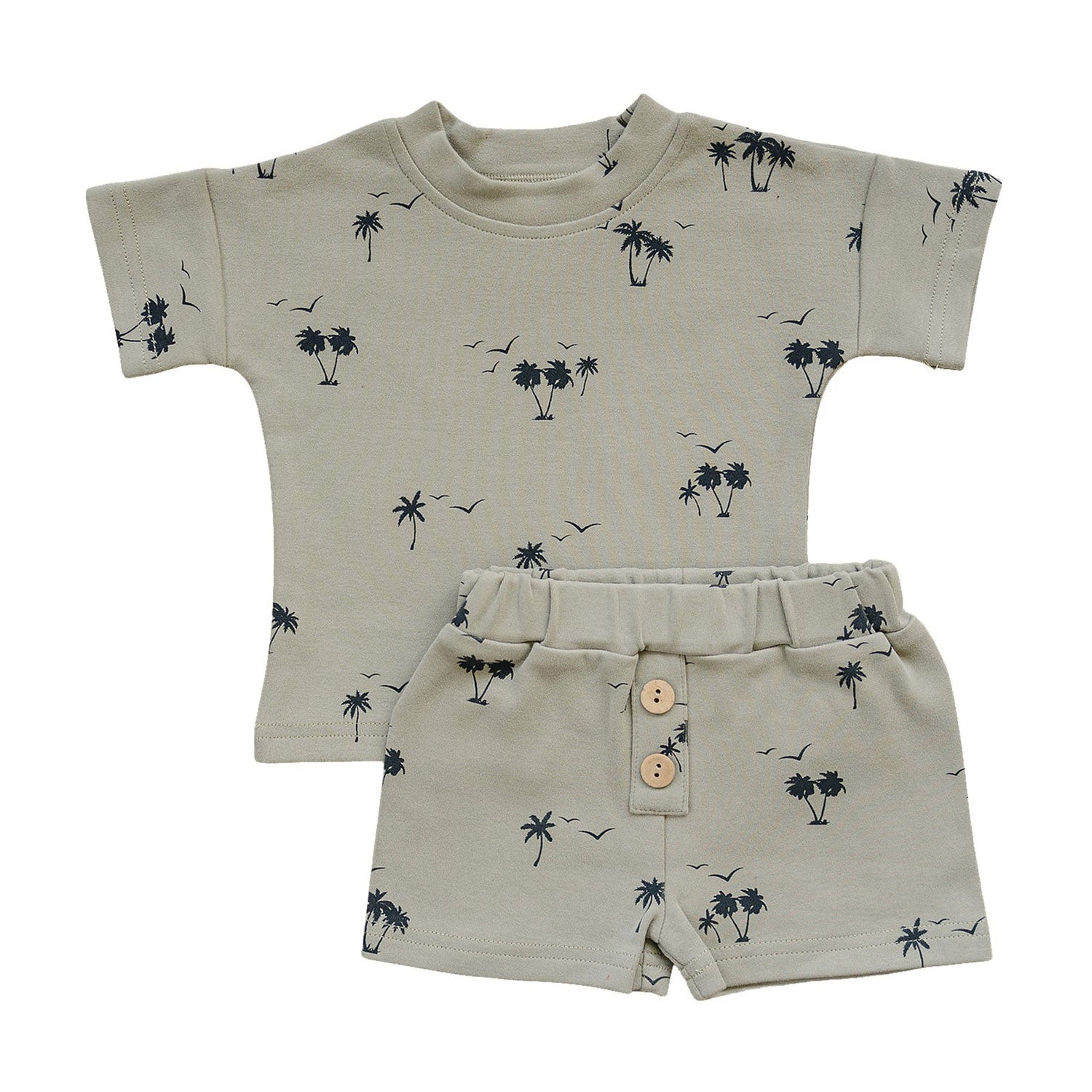 Mebie Baby Palm Tree Button Short Set