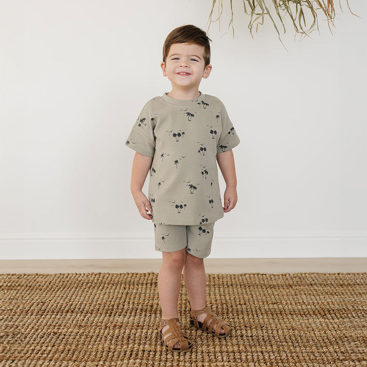 Mebie Baby Palm Tree Button Short Set