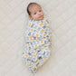 Mebie Baby Bunny Bamboo Stretch Swaddle Blanket - Dusty Blue