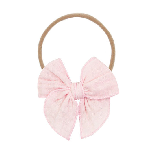 Lou Lou and Company Cloud Muslin Heirloom Bow Headband - Blush
