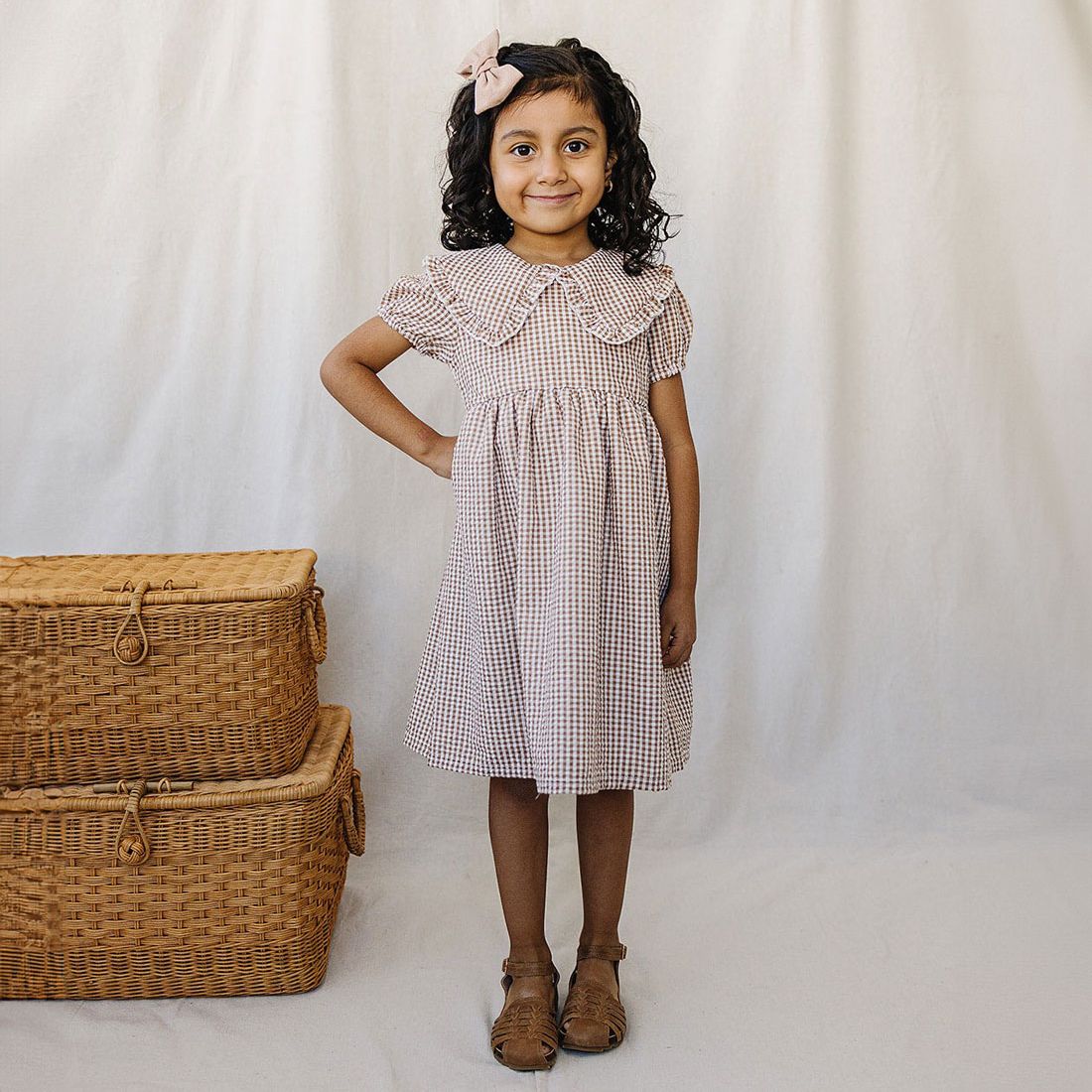 Mebie Baby Gingham Peter Pan Collar Dress
