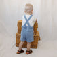 Mebie Baby Blue Stripe Short Overalls