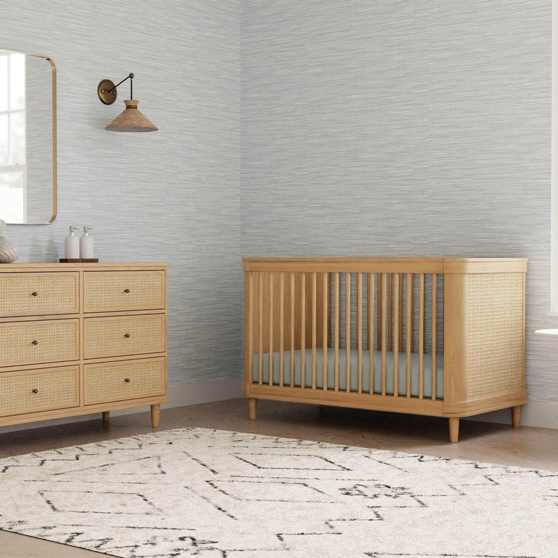 Namesake Marin with Cane 3-in-1 Convertible Crib - Honey and Honey Cane in nursery