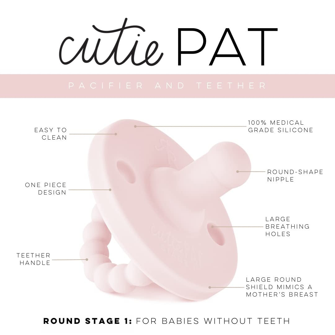 Ryan and Rose Round Cutie PAT Pacifier 2 Pack - Pink / Rose - Stage 1
