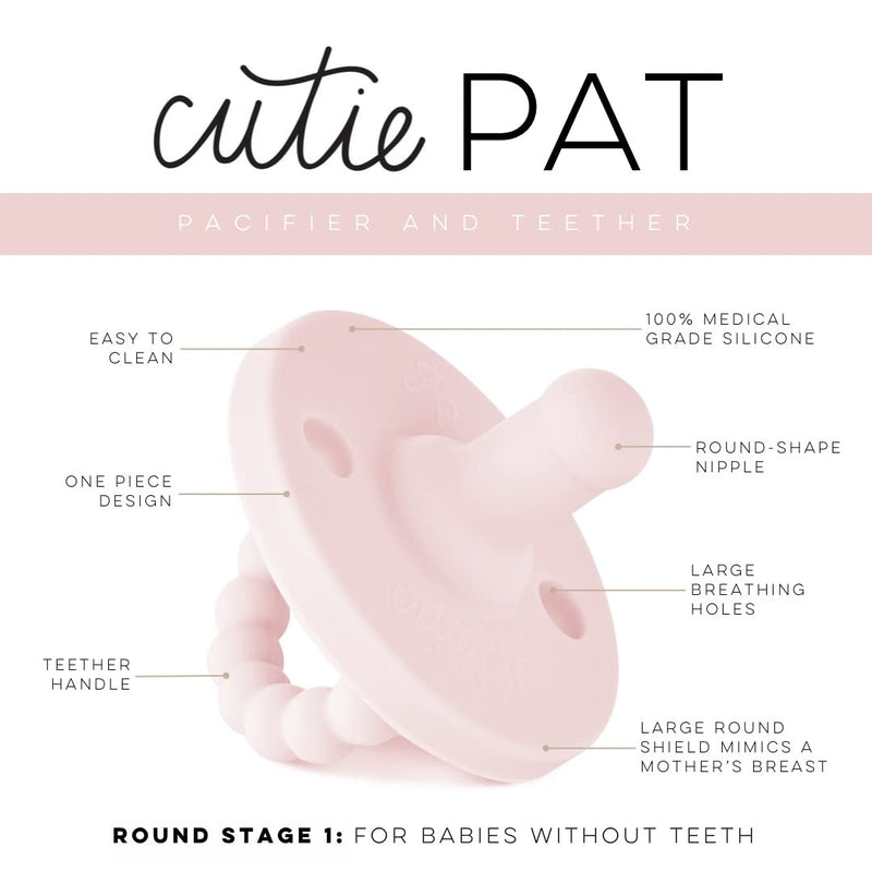 Ryan and Rose Round Cutie PAT Pacifier 2 Pack - Pink / Rose - Stage 1