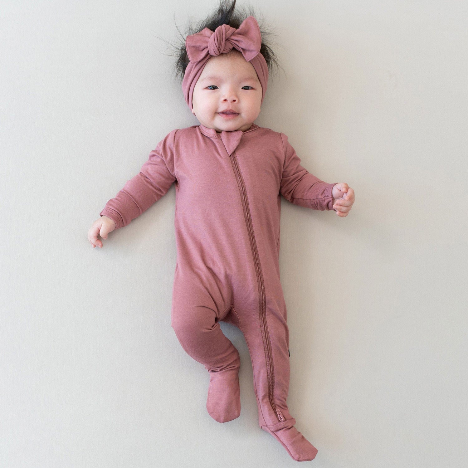 Kyte BABY Zippered Footie - Dusty Rose
