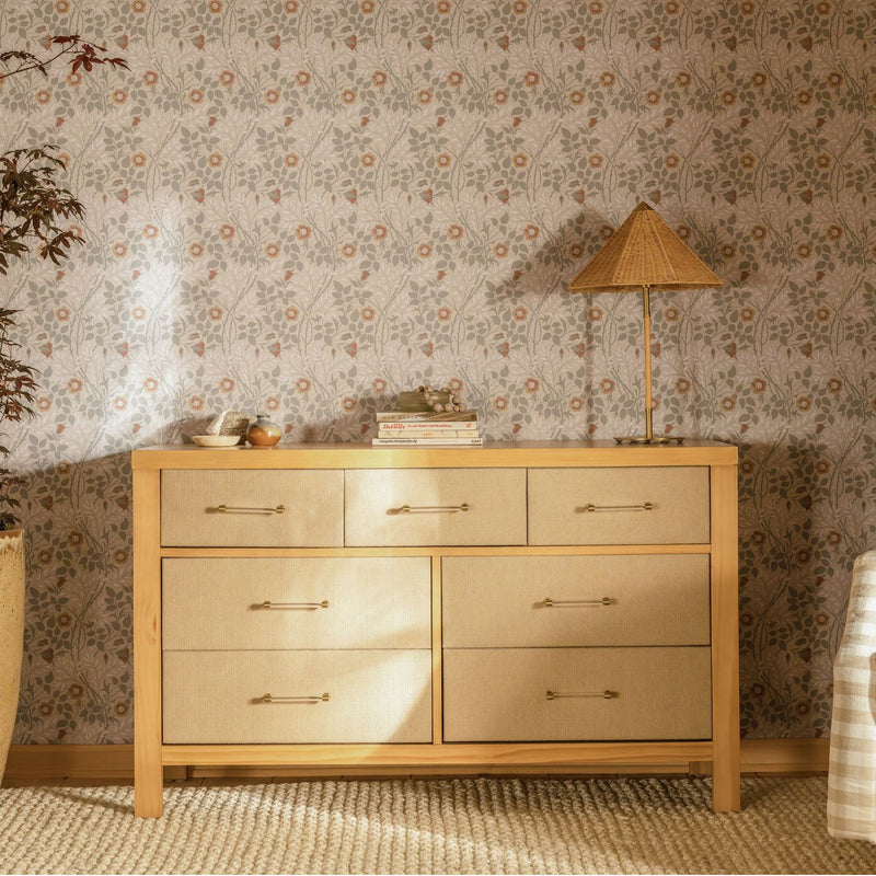 Namesake Eloise 7-Drawer Assembled Dresser -Honey and Performance Sand Eco-Weave