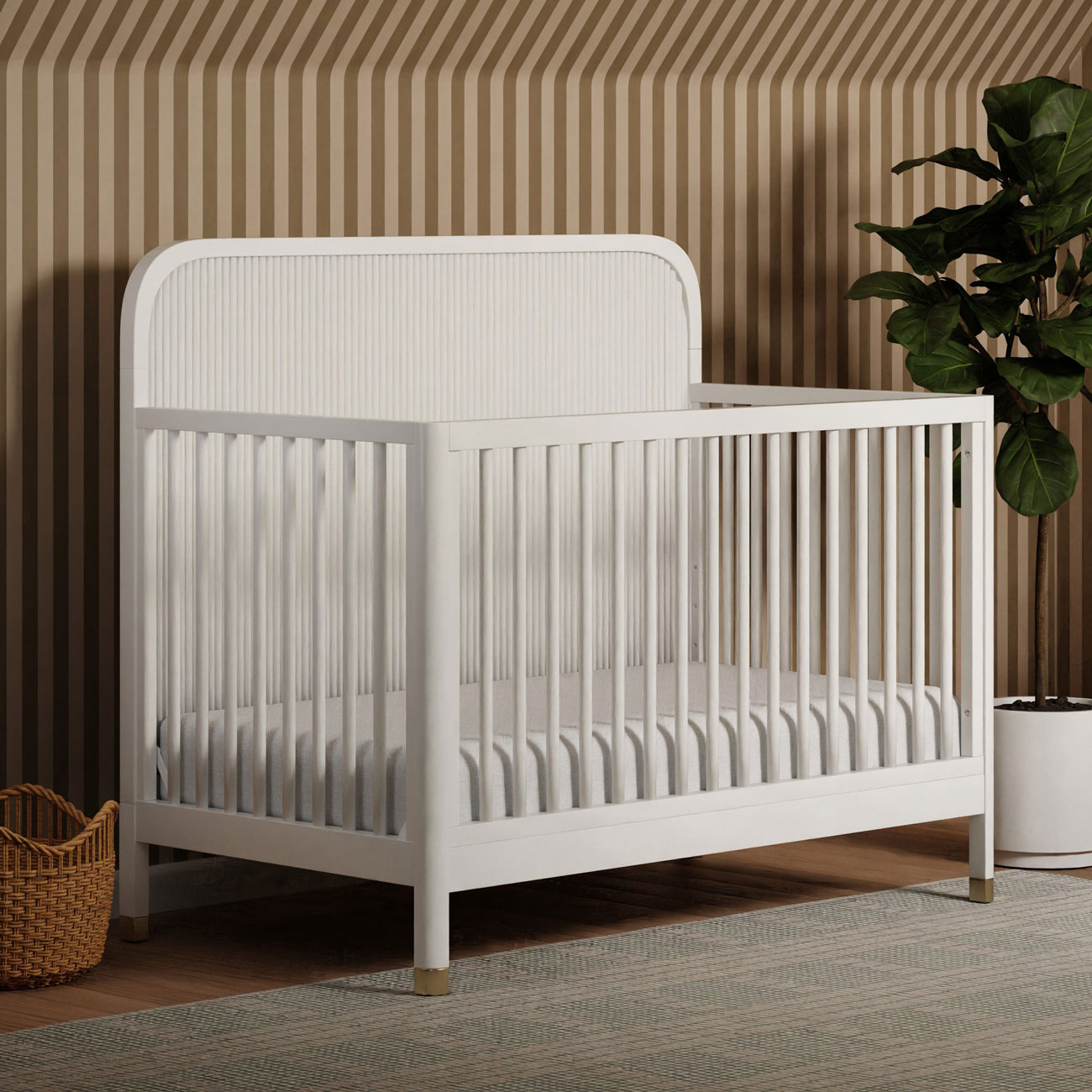 Namesake Brimsley Tambour 4-in-1 Convertible Crib - Warm White in nursery