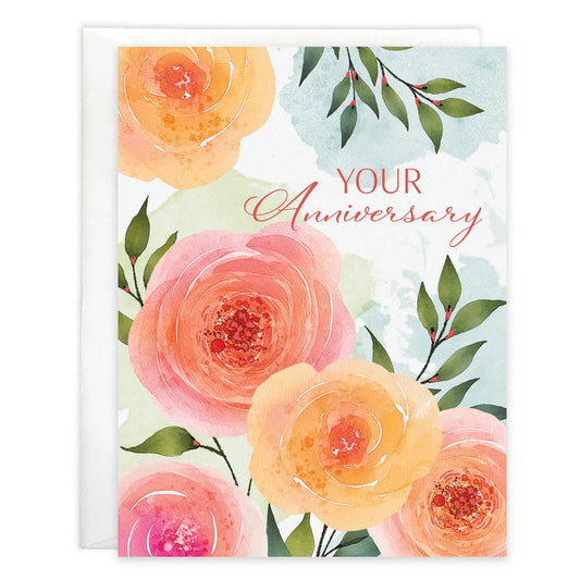 Gina B Designs Anniversary Greeting Card - Big Blooms