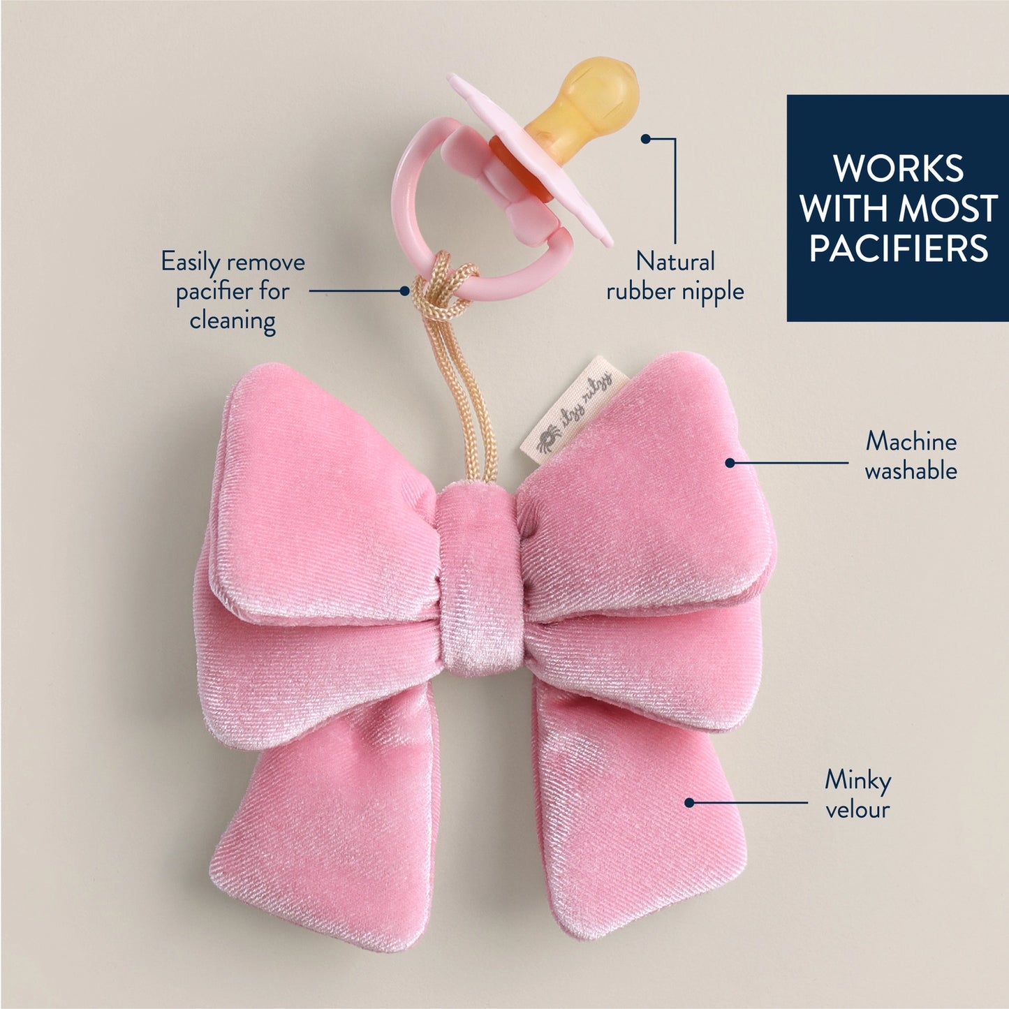 Itzy Ritzy Bitzy Pal Natural Rubber Pacifier and Lovey - Bow