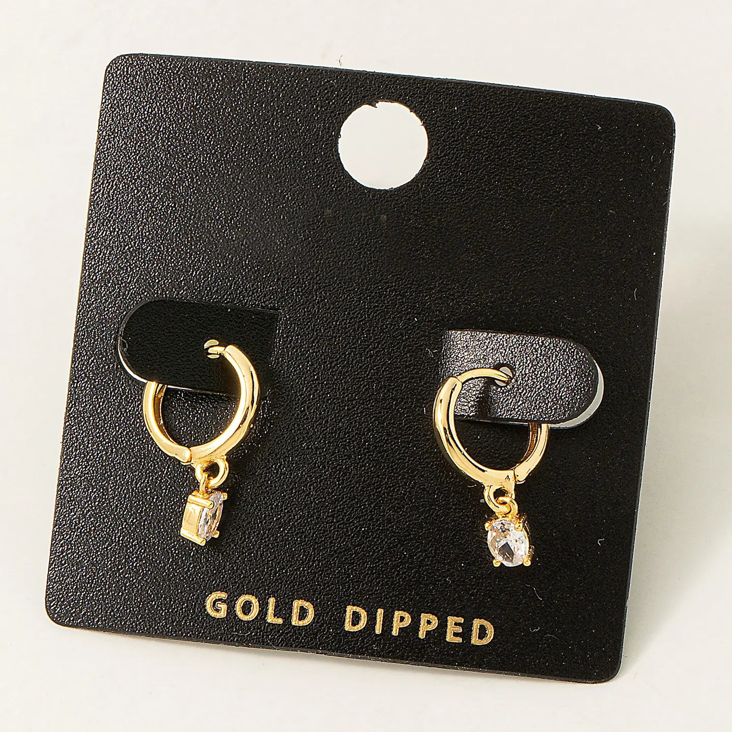 Fame Gold Dipped Mini Rhinestone Huggie Earrings
