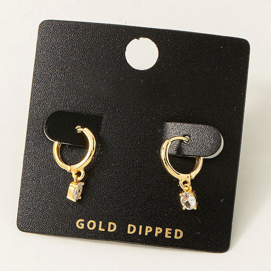 Fame Gold Dipped Mini Rhinestone Huggie Earrings