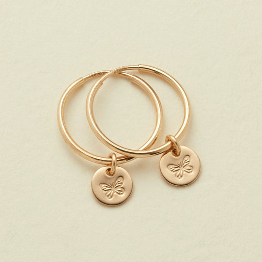 Made by Mary Evie Gold Filled Hoop Earrings - Butterfly - Gold
