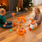 Two kids play with Fat Brain Toys Air Toobz Extension Set