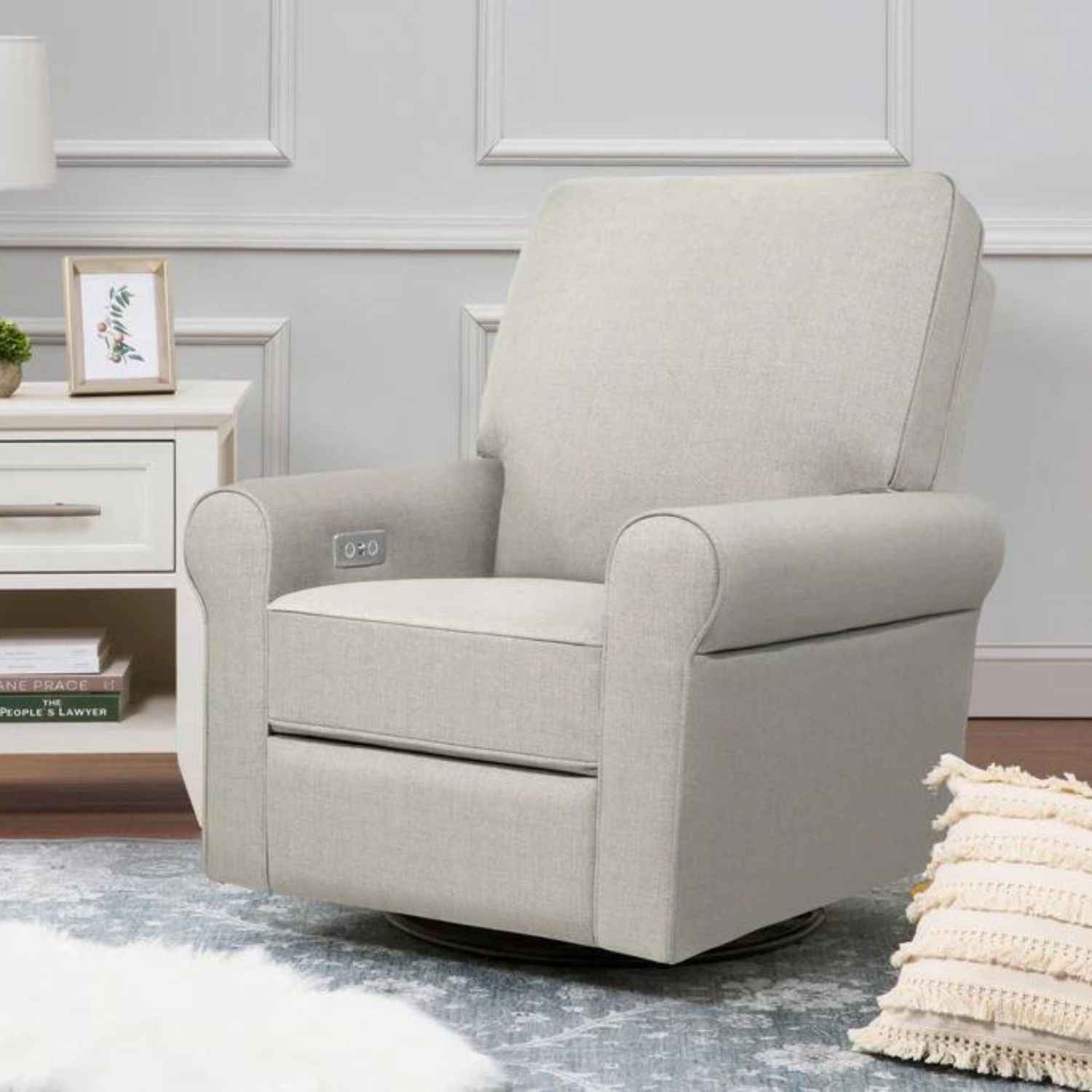 Monogram by Namesake Monroe Pillowback Power Recliner (Franklin and Ben) - Performance Grey Eco Twill