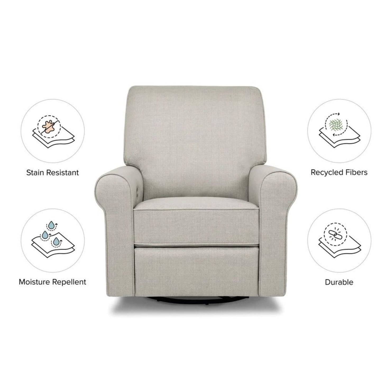 Monogram by Namesake Monroe Pillowback Power Recliner (Franklin and Ben)- Performance Grey Eco Twill