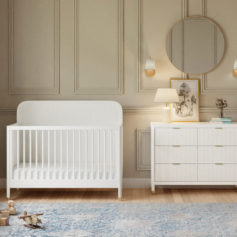 Namesake Brimsley Tambour 4-in-1 Convertible Crib - Warm White in nursery