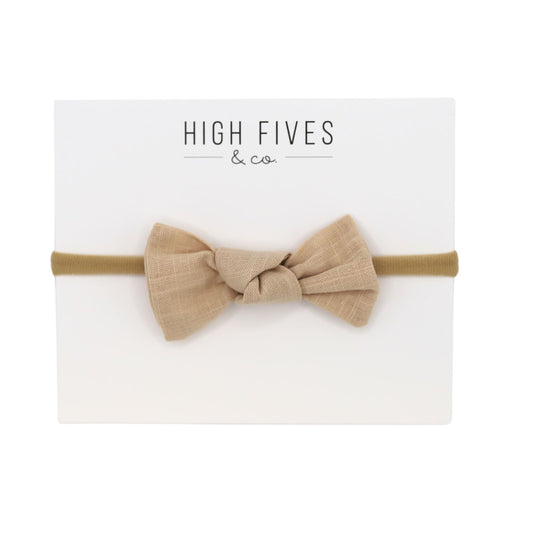 High Fives Linen Knot Bow Nylon Headband