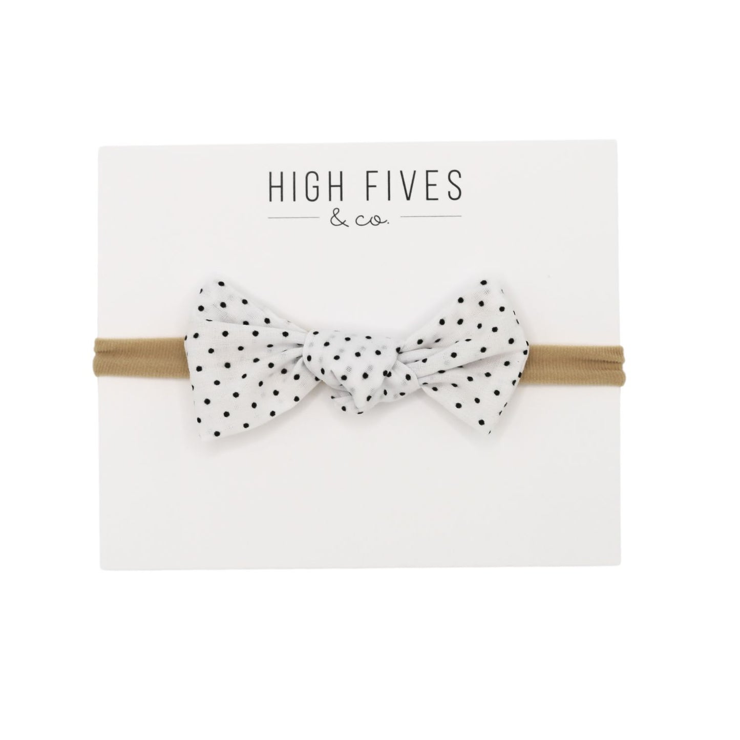 High Fives Printed Linen Knot Bow Nylon Headband