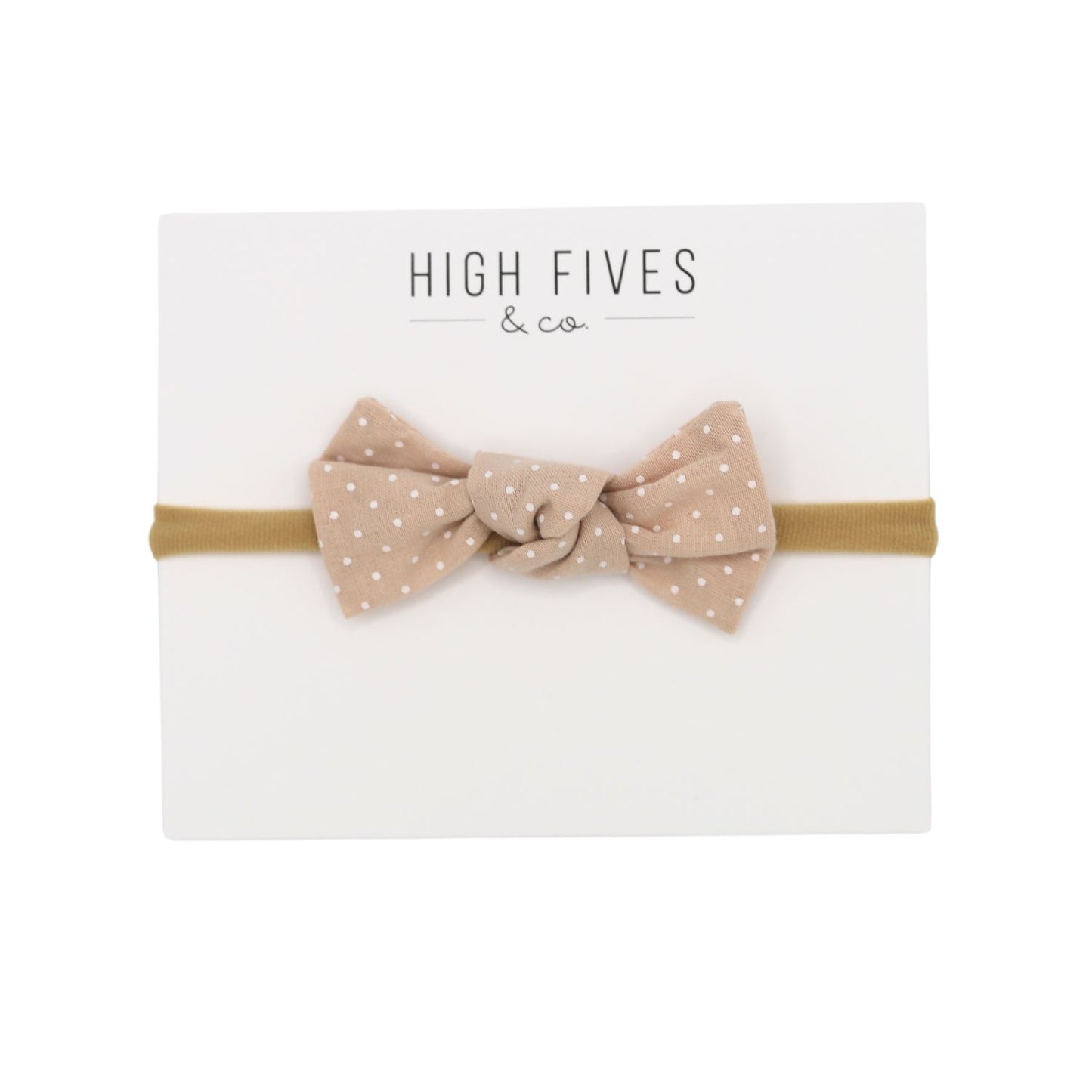 High Fives Printed Linen Knot Bow Nylon Headband