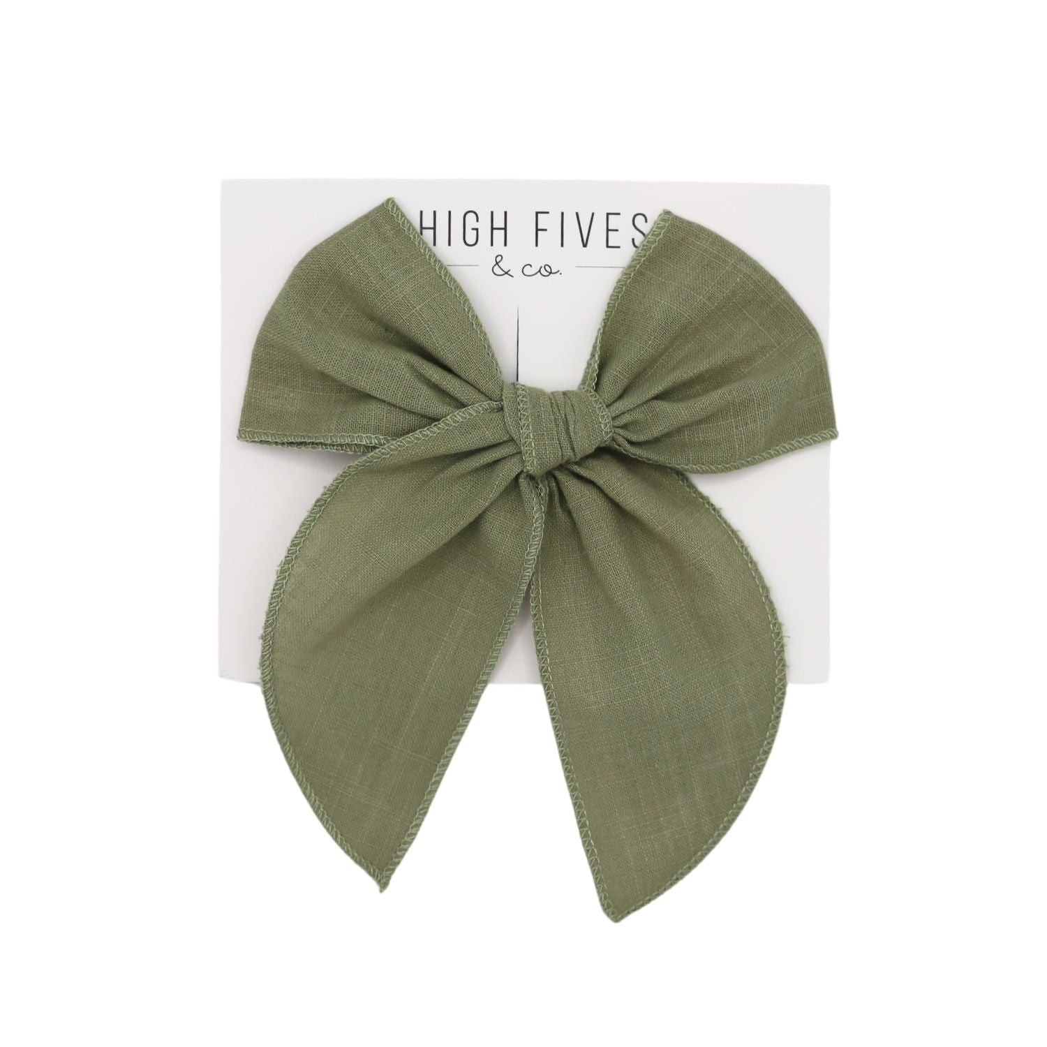 High Fives Linen Fable Bow Clip - Sage