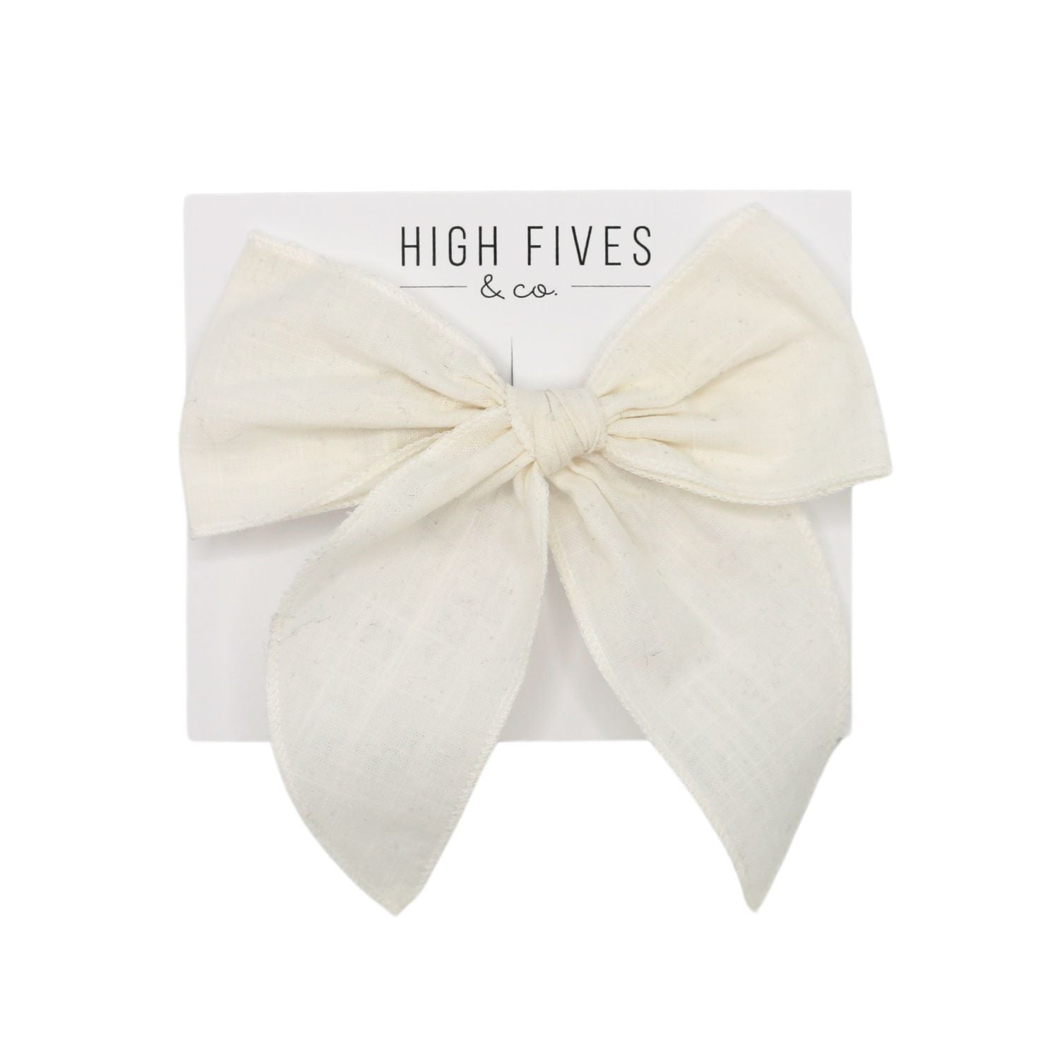 High Fives Linen Fable Bow Clip - White
