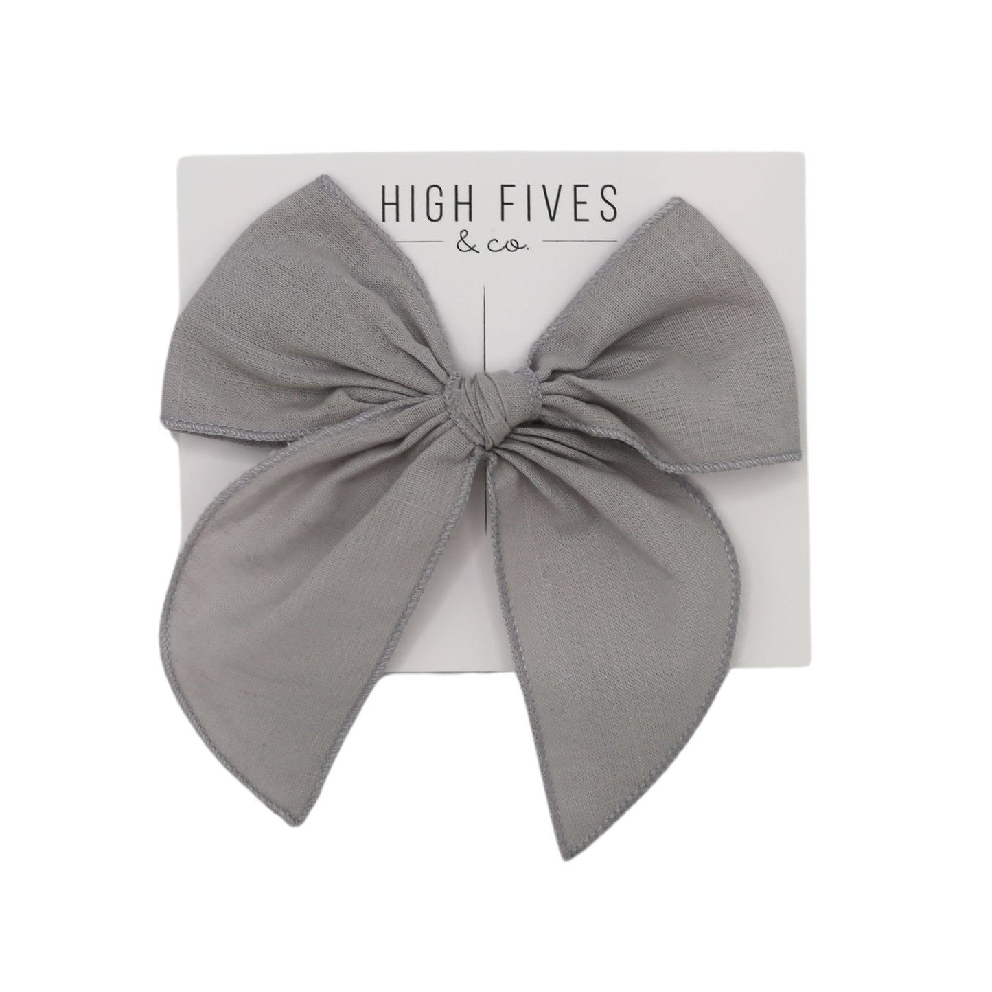 High Fives Linen Fable Bow Clip - Grey