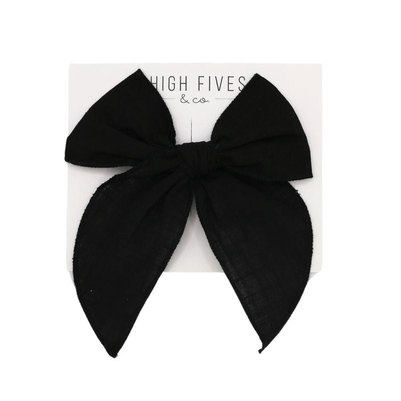 High Fives Linen Fable Bow Clip - Black